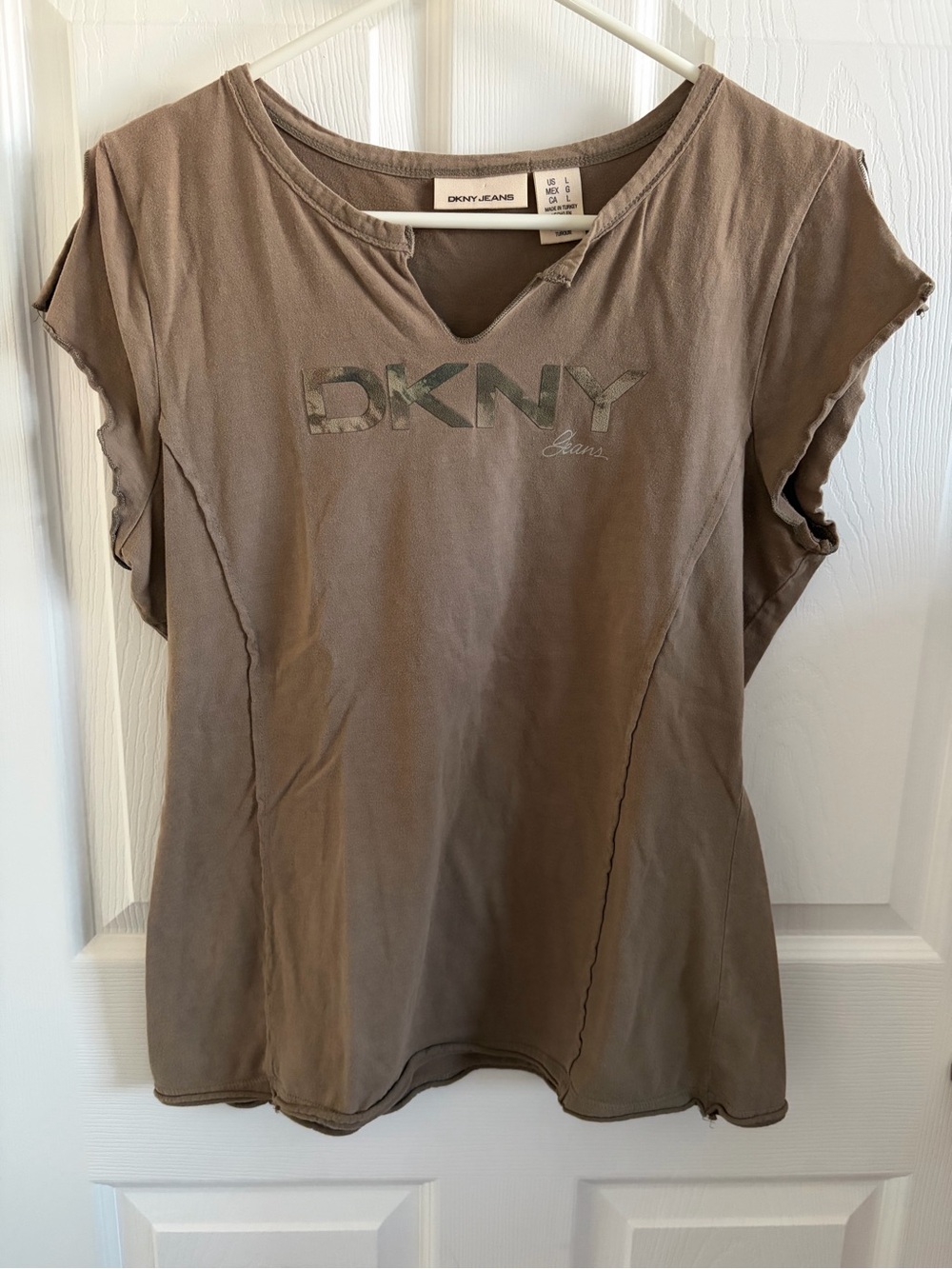 DKNY Taupe Short Sleeve Logo Tee